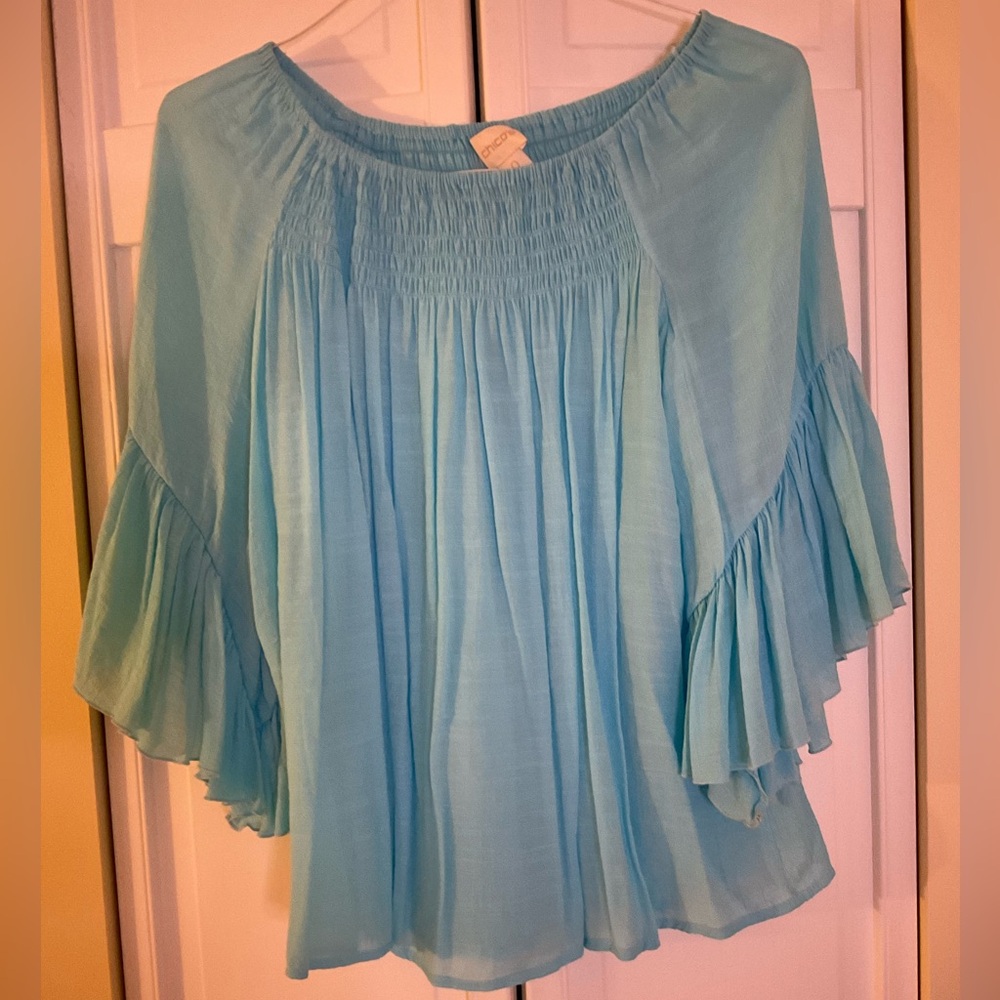 Chicos Gauzy Flowy Ruffle Blouse